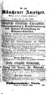 Münchener Anzeiger (Münchner neueste Nachrichten) Samstag 11. Mai 1872