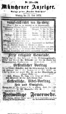 Münchener Anzeiger (Münchner neueste Nachrichten) Sonntag 12. Mai 1872