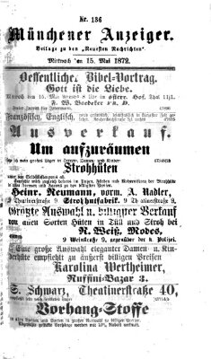 Münchener Anzeiger (Münchner neueste Nachrichten) Mittwoch 15. Mai 1872