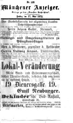 Münchener Anzeiger (Münchner neueste Nachrichten) Freitag 17. Mai 1872