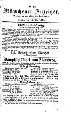 Münchener Anzeiger (Münchner neueste Nachrichten) Samstag 18. Mai 1872