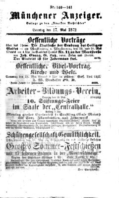 Münchener Anzeiger (Münchner neueste Nachrichten) Sonntag 19. Mai 1872