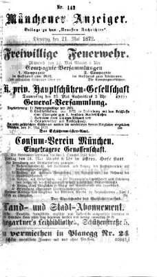 Münchener Anzeiger (Münchner neueste Nachrichten) Dienstag 21. Mai 1872