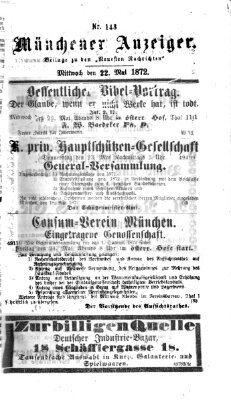 Münchener Anzeiger (Münchner neueste Nachrichten) Mittwoch 22. Mai 1872