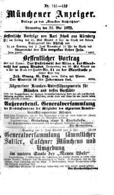 Münchener Anzeiger (Münchner neueste Nachrichten) Donnerstag 30. Mai 1872