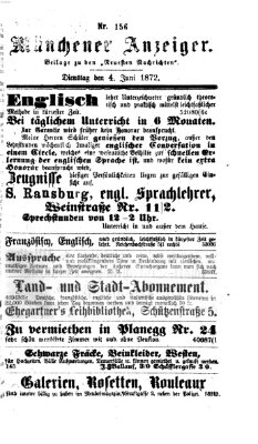 Münchener Anzeiger (Münchner neueste Nachrichten) Dienstag 4. Juni 1872