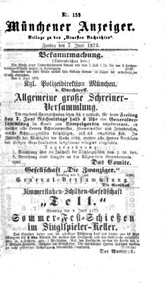 Münchener Anzeiger (Münchner neueste Nachrichten) Freitag 7. Juni 1872