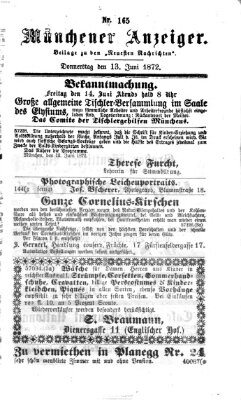 Münchener Anzeiger (Münchner neueste Nachrichten) Donnerstag 13. Juni 1872