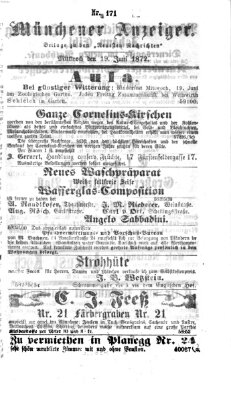 Münchener Anzeiger (Münchner neueste Nachrichten) Mittwoch 19. Juni 1872