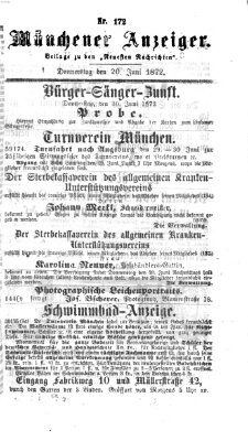 Münchener Anzeiger (Münchner neueste Nachrichten) Donnerstag 20. Juni 1872