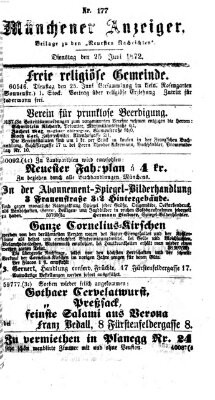 Münchener Anzeiger (Münchner neueste Nachrichten) Dienstag 25. Juni 1872