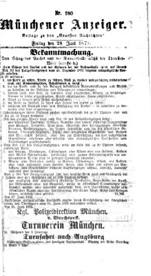 Münchener Anzeiger (Münchner neueste Nachrichten) Freitag 28. Juni 1872