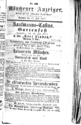 Münchener Anzeiger (Münchner neueste Nachrichten) Mittwoch 17. Juli 1872