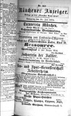 Münchener Anzeiger (Münchner neueste Nachrichten) Donnerstag 25. Juli 1872