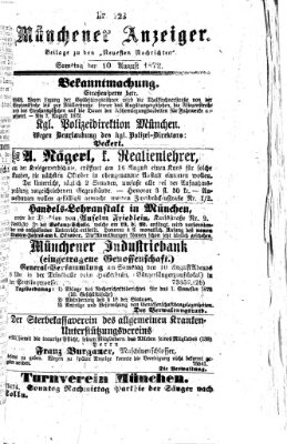 Münchener Anzeiger (Münchner neueste Nachrichten) Samstag 10. August 1872