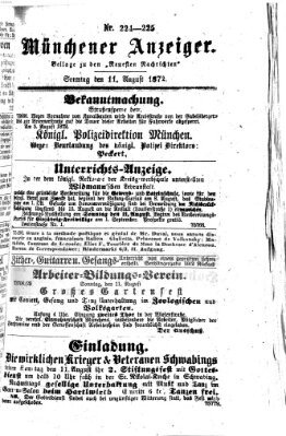 Münchener Anzeiger (Münchner neueste Nachrichten) Sonntag 11. August 1872
