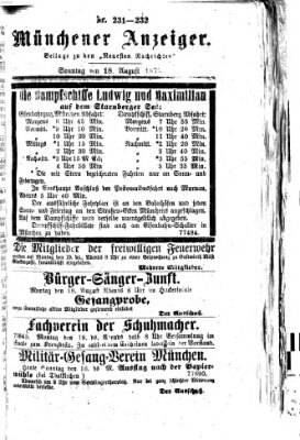 Münchener Anzeiger (Münchner neueste Nachrichten) Sonntag 18. August 1872