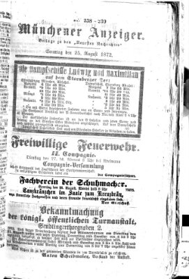 Münchener Anzeiger (Münchner neueste Nachrichten) Sonntag 25. August 1872