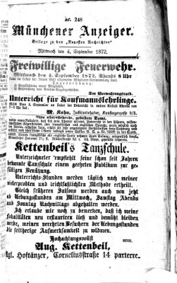 Münchener Anzeiger (Münchner neueste Nachrichten) Mittwoch 4. September 1872