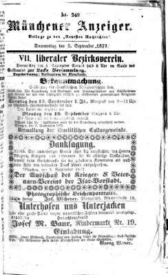 Münchener Anzeiger (Münchner neueste Nachrichten) Donnerstag 5. September 1872