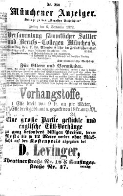 Münchener Anzeiger (Münchner neueste Nachrichten) Freitag 6. September 1872