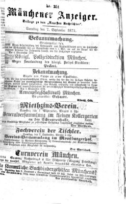 Münchener Anzeiger (Münchner neueste Nachrichten) Samstag 7. September 1872