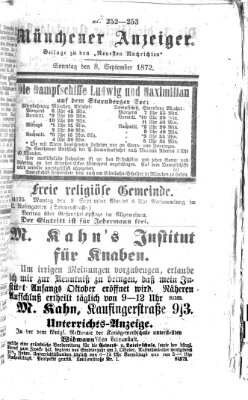 Münchener Anzeiger (Münchner neueste Nachrichten) Sonntag 8. September 1872