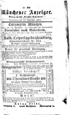 Münchener Anzeiger (Münchner neueste Nachrichten) Donnerstag 12. September 1872