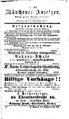 Münchener Anzeiger (Münchner neueste Nachrichten) Dienstag 17. September 1872