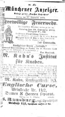Münchener Anzeiger (Münchner neueste Nachrichten) Freitag 27. September 1872
