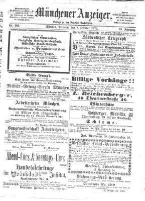 Münchener Anzeiger (Münchner neueste Nachrichten) Dienstag 8. Oktober 1872