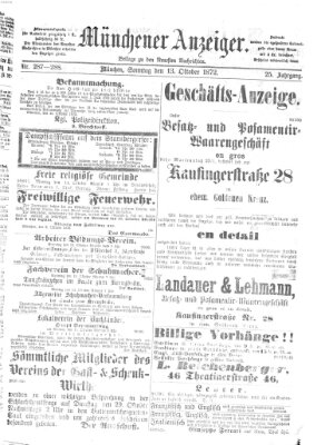 Münchener Anzeiger (Münchner neueste Nachrichten) Sonntag 13. Oktober 1872