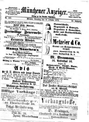 Münchener Anzeiger (Münchner neueste Nachrichten) Dienstag 15. Oktober 1872