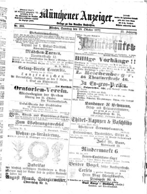 Münchener Anzeiger (Münchner neueste Nachrichten) Samstag 19. Oktober 1872