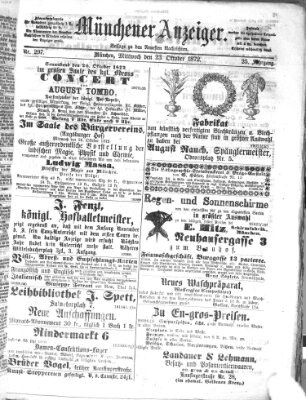 Münchener Anzeiger (Münchner neueste Nachrichten) Mittwoch 23. Oktober 1872