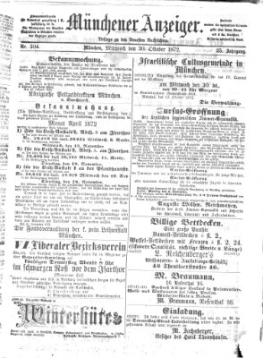 Münchener Anzeiger (Münchner neueste Nachrichten) Mittwoch 30. Oktober 1872