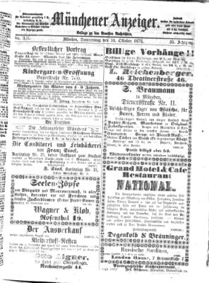 Münchener Anzeiger (Münchner neueste Nachrichten) Donnerstag 31. Oktober 1872