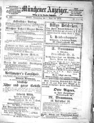 Münchener Anzeiger (Münchner neueste Nachrichten) Donnerstag 7. November 1872