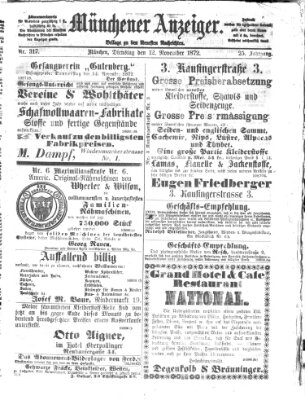 Münchener Anzeiger (Münchner neueste Nachrichten) Dienstag 12. November 1872