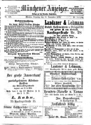 Münchener Anzeiger (Münchner neueste Nachrichten) Dienstag 19. November 1872