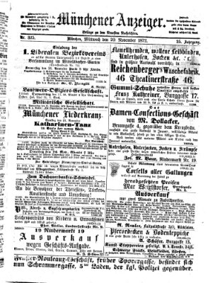 Münchener Anzeiger (Münchner neueste Nachrichten) Mittwoch 20. November 1872