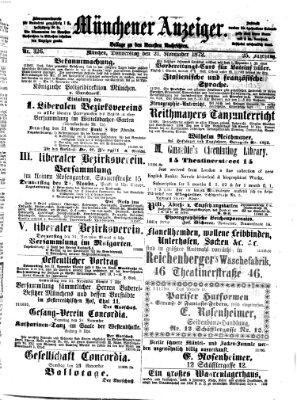 Münchener Anzeiger (Münchner neueste Nachrichten) Donnerstag 21. November 1872