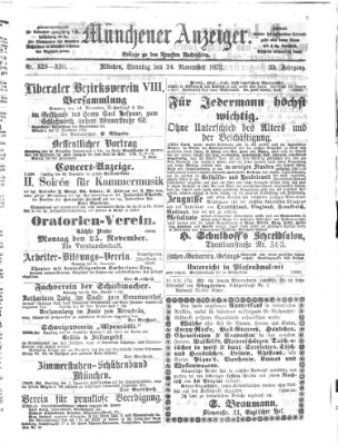 Münchener Anzeiger (Münchner neueste Nachrichten) Sonntag 24. November 1872