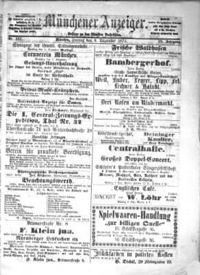 Münchener Anzeiger (Münchner neueste Nachrichten) Freitag 6. Dezember 1872