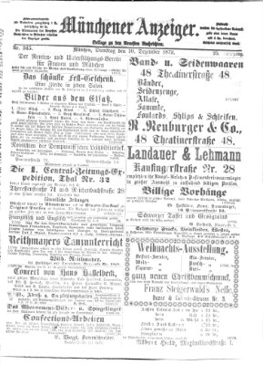 Münchener Anzeiger (Münchner neueste Nachrichten) Dienstag 10. Dezember 1872