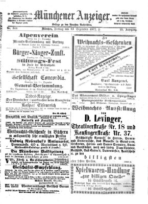 Münchener Anzeiger (Münchner neueste Nachrichten) Freitag 13. Dezember 1872