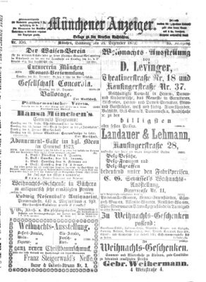 Münchener Anzeiger (Münchner neueste Nachrichten) Samstag 21. Dezember 1872