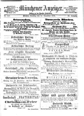 Münchener Anzeiger (Münchner neueste Nachrichten) Sonntag 22. Dezember 1872