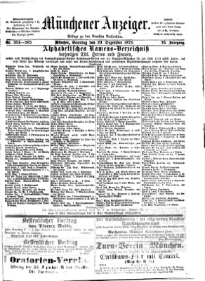 Münchener Anzeiger (Münchner neueste Nachrichten) Sonntag 29. Dezember 1872