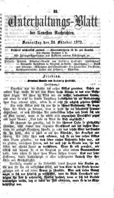 Neueste Nachrichten aus dem Gebiete der Politik. Unterhaltungs-Blatt der Neuesten Nachrichten (Münchner neueste Nachrichten) Donnerstag 24. Oktober 1872